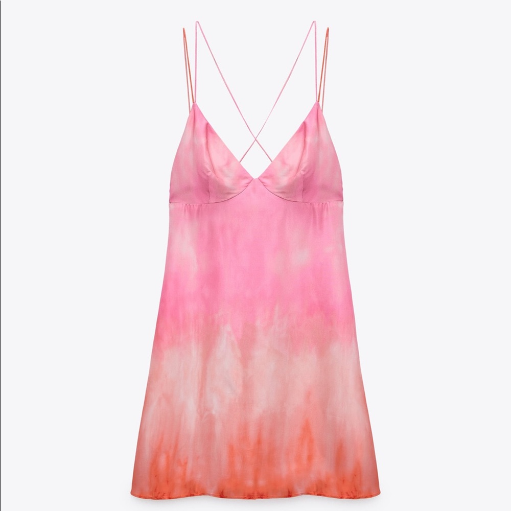 ZARA pink and orange tie dye dress